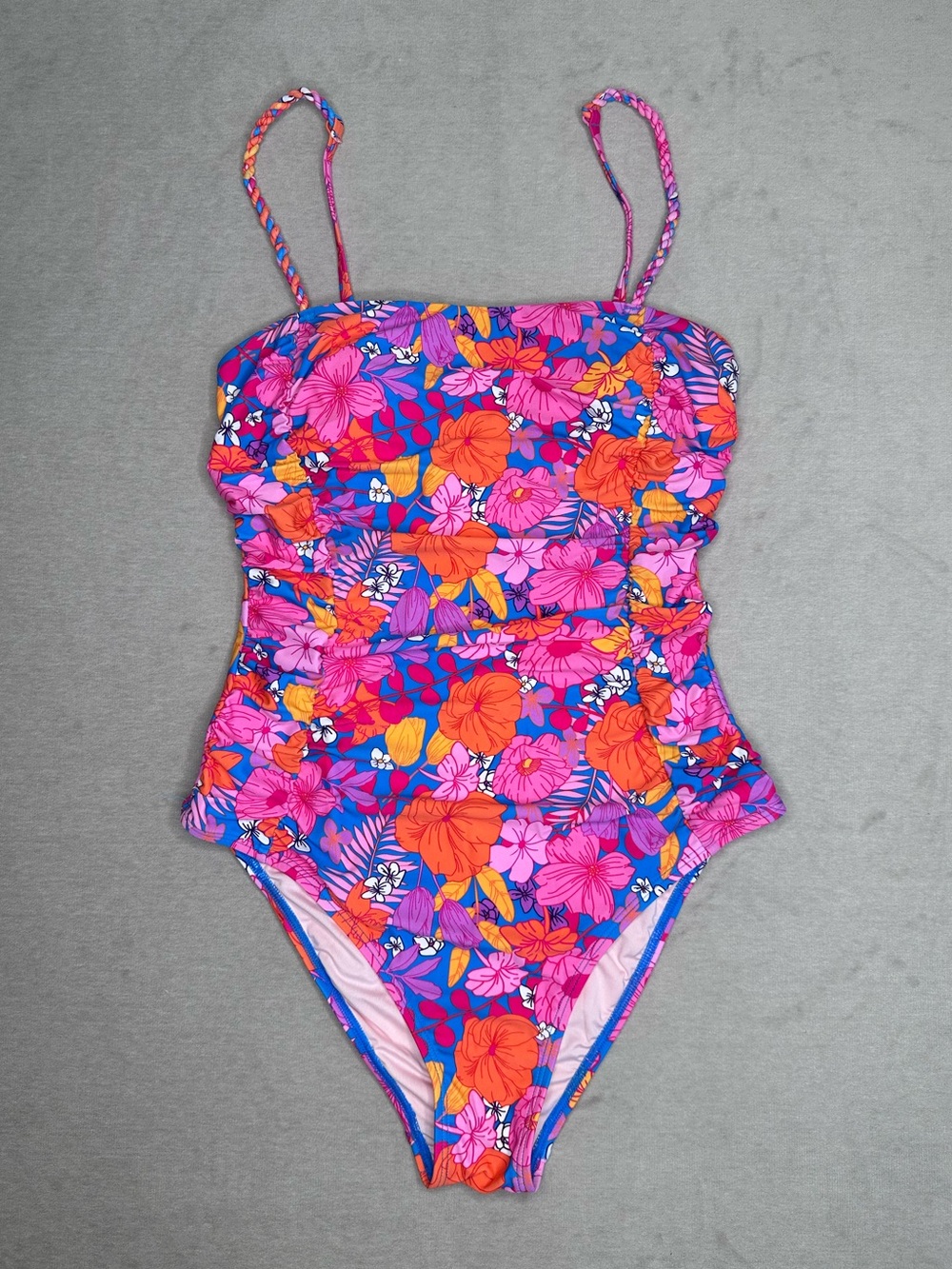 Women’s Floral Bandeau One-Piece Swimsuit - Pink & Blue org. $36.99